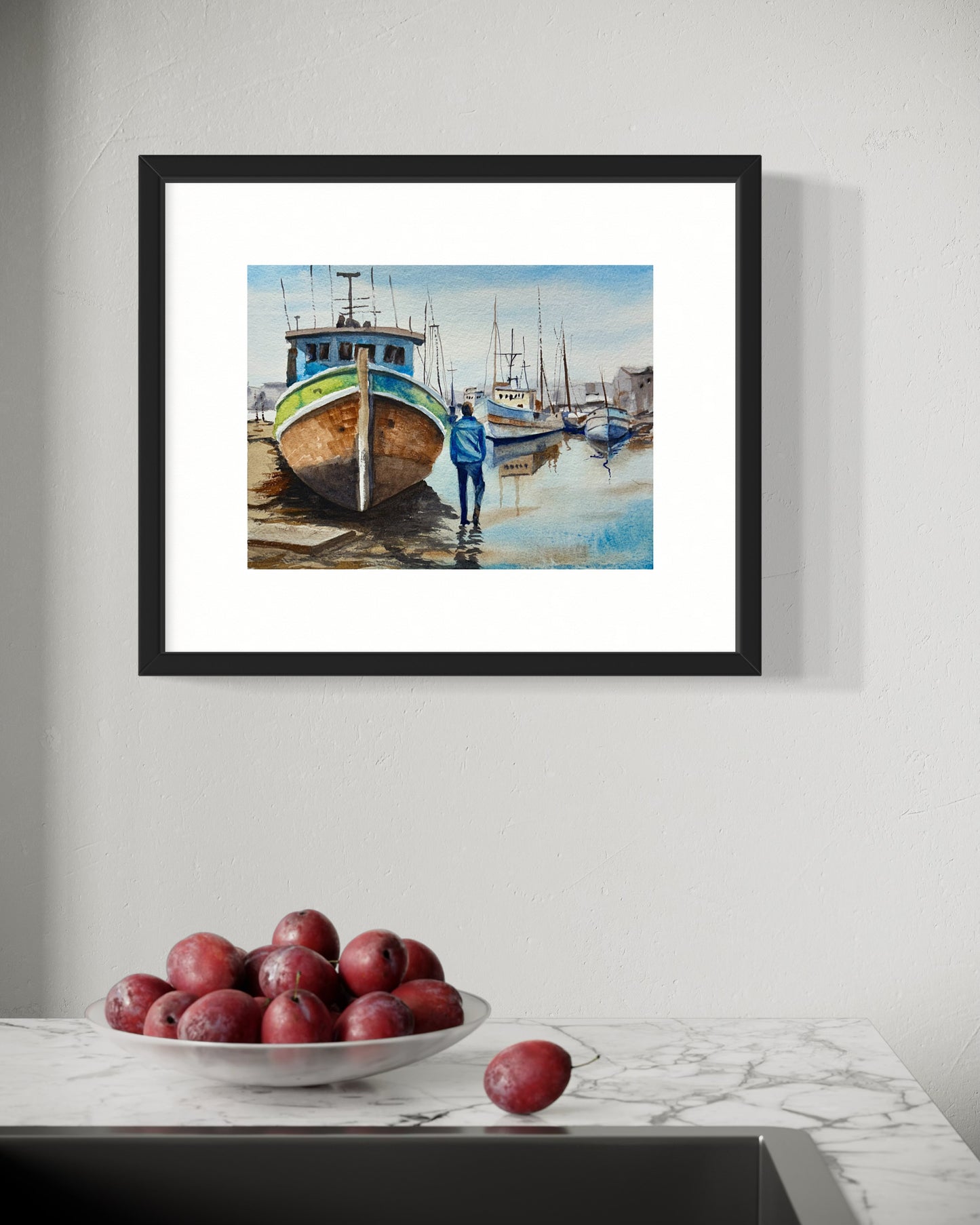 "Harbor thoughts" original watercolor painting