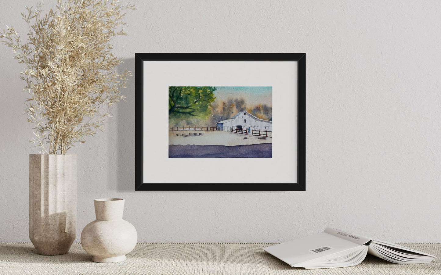 "Morning chores at the farm" original watercolor painting