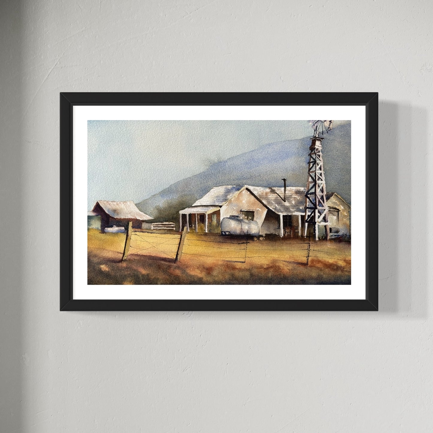 "Where the fences lean" original watercolor painting (Copy)