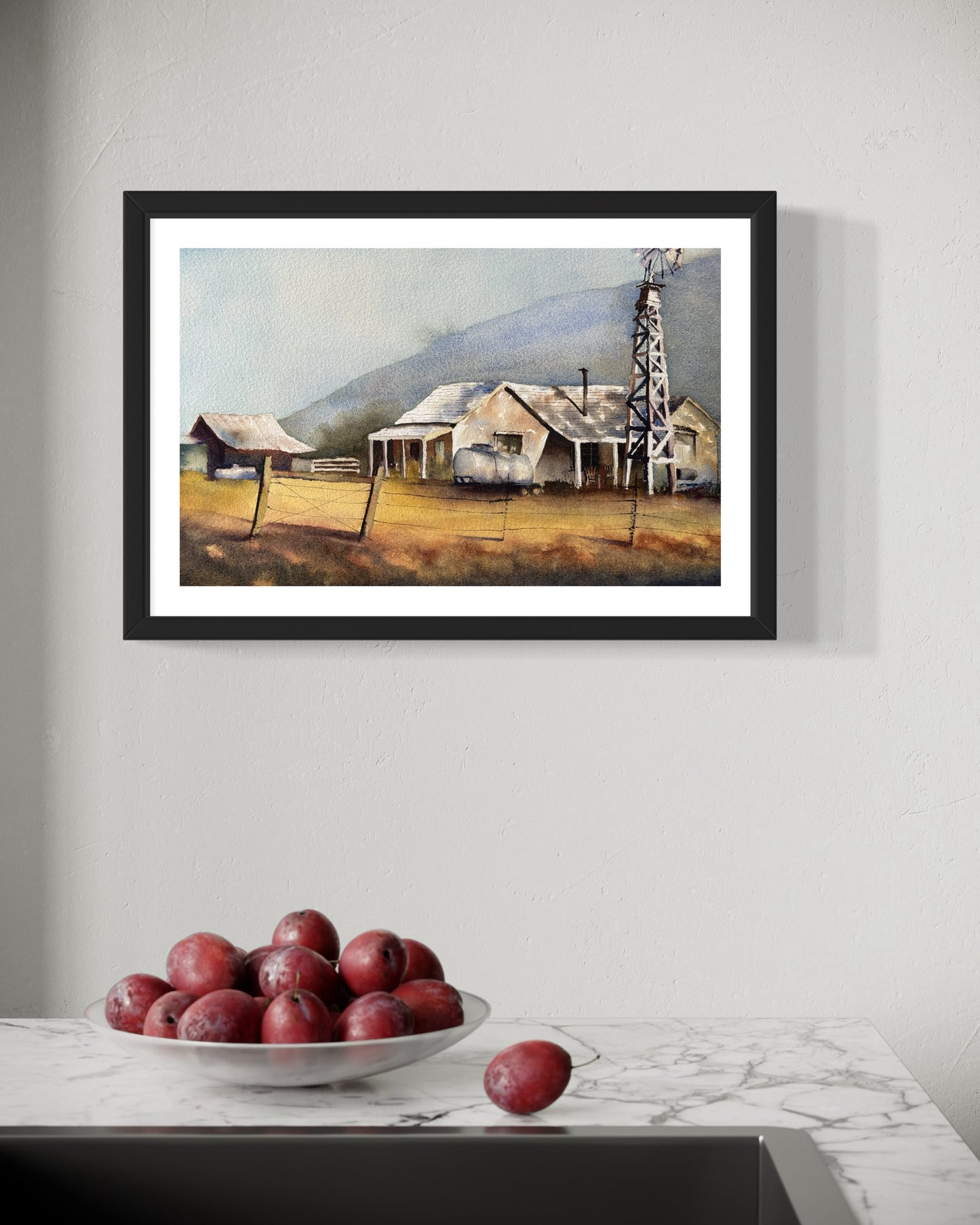 "Where the fences lean" original watercolor painting (Copy)