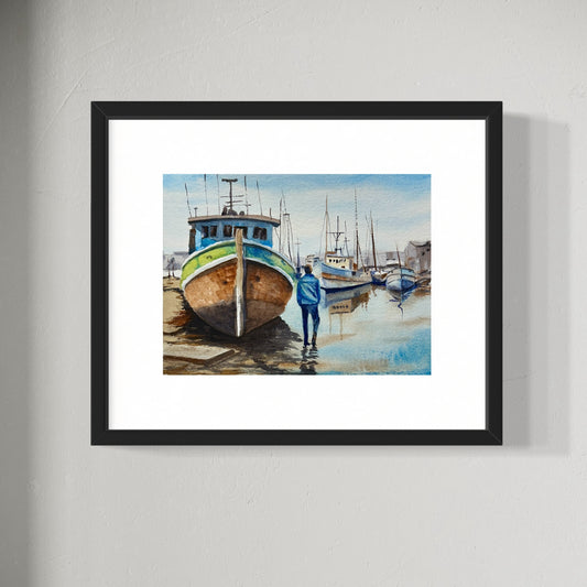 "Harbor thoughts" original watercolor painting
