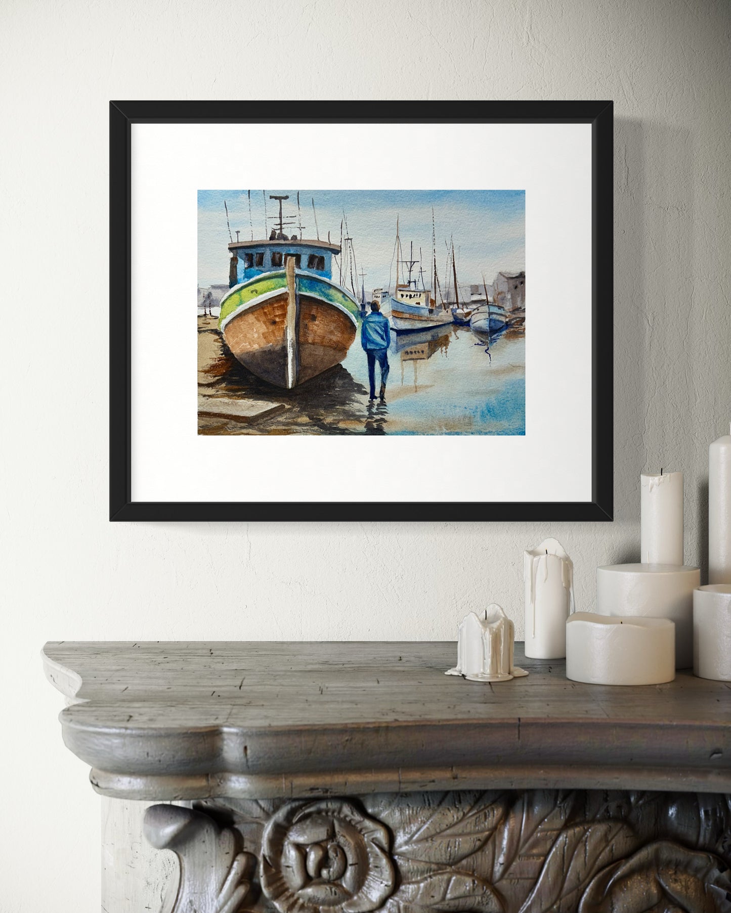 "Harbor thoughts" original watercolor painting