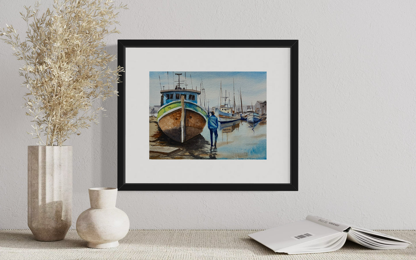 "Harbor thoughts" original watercolor painting