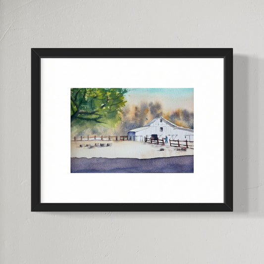"Morning chores at the farm" original watercolor painting