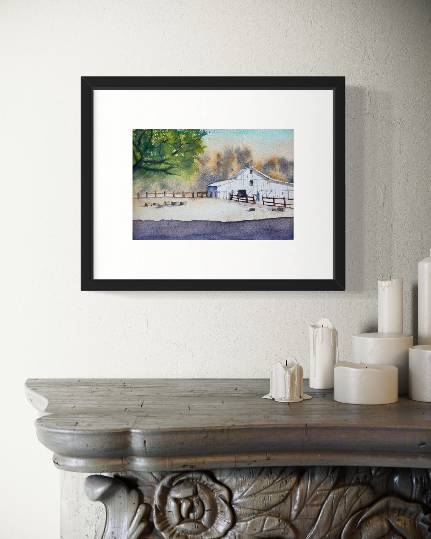"Morning chores at the farm" original watercolor painting