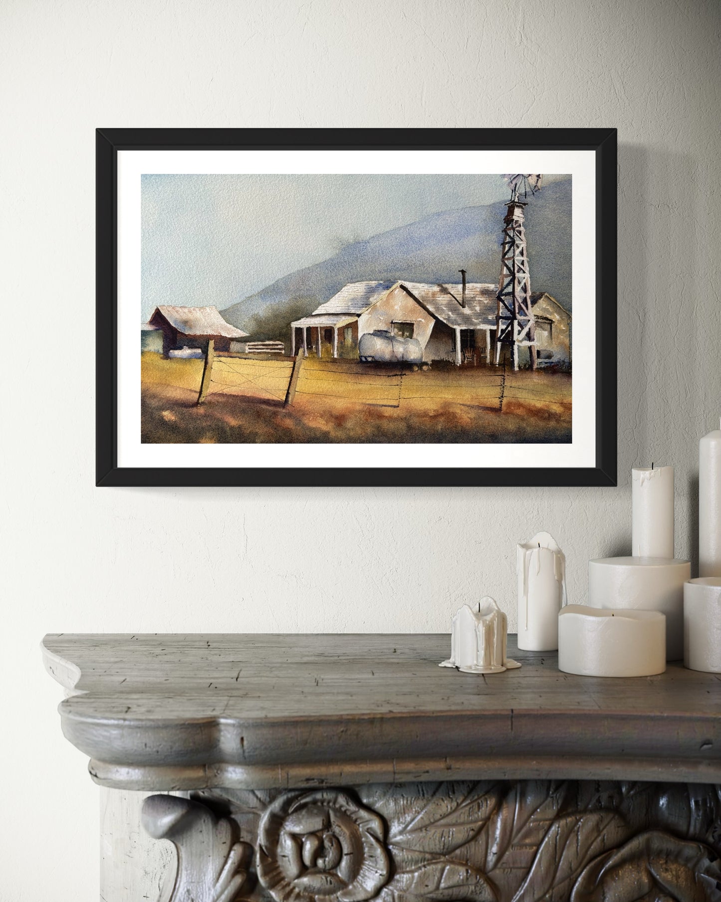 "Where the fences lean" original watercolor painting (Copy)